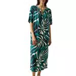 STREET ONE Damen A143654 Midikleid Mit 3/4 Arm, Lagoon Green
