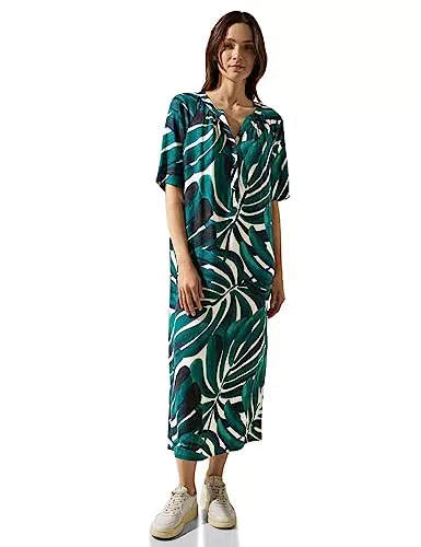STREET ONE Damen A143654 Midikleid Mit 3/4 Arm, Lagoon Green