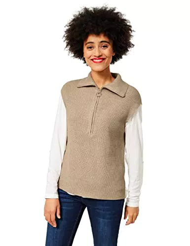 STREET ONE Damen A302054 Pullunder, Buff Sand Melange