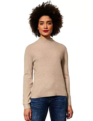 Street One Damen A302178 Strickpullover, Buff Sand Melange
