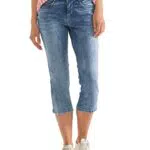 STREET ONE Damen A376075 3/4 Jeanshose, Light Indigo Random Wash