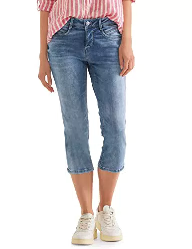 STREET ONE Damen A376075 3/4 Jeanshose, Light Indigo Random Wash