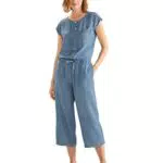 STREET ONE Damen A376531 3/4 Denim Jumpsuit, Soft Indigo Bleach