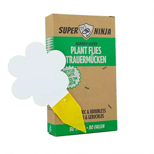 Super Ninja Trauermücken Bekämpfen mit Gelbsticker - 30 Stück - Hochwirksame und Ökologische Gelbtafeln für EIN Trauermückenfrei Haus - Einfache Anwendung - Bis zu 3 Monate