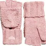 Superdry Damen Strickhandschuhe mit Zopfmuster Rosa Tweed 1SIZE