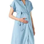 Supermom Damen Dress Nurs Tencel Kleid, Light Blue - P191