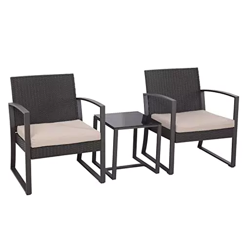 SVITA LOIS L Poly Rattan Sitzgruppe Gartenmöbel Metall-Garnitur Balkonmöbel Tisch Sessel