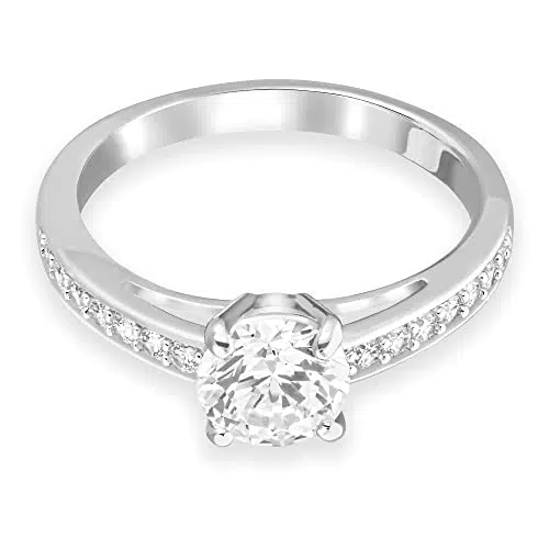 Swarovski Attract Ring, Rundschliff, Pavé, Weiß, Rhodiniert