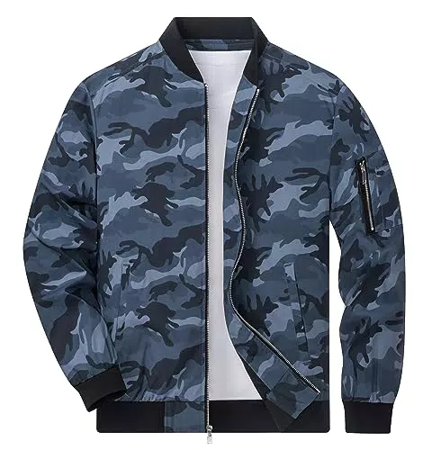TACVASEN Herren Übergangsjacke Leicht Camouflage-Jacke Sport Jacket Frühling Herbstjacke für Männer