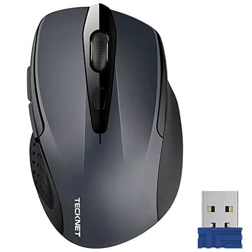 TECKNET Kabellose Maus, Pro 2.4G 2600 DPI Wireless Maus 6 Tasten mit Nano Empfänger