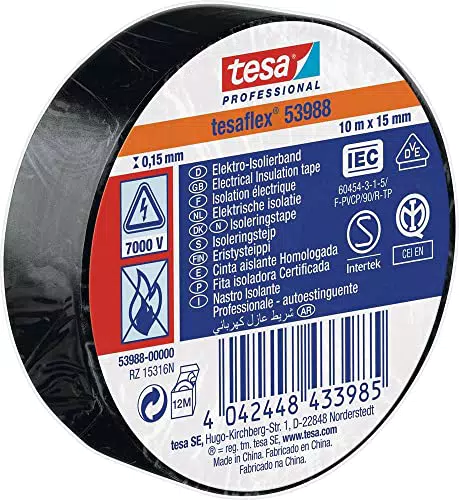 tesa 53988-00000-00 Isolierband 53988 Schwarz 10m x 15mm