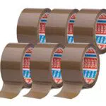 tesa pack 64014 im 6er Pack - Geräuscharmes Paketklebeband zum Verpacken von Paketen und Versandschachteln - braun - 6 Rollen je 66 m