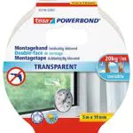 tesa Powerbond Montageband Transparent - doppelseitiges Klebeband - durchsichtiges Montage-Klebeband - transparent