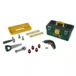 Theo Klein 8609 Bosch Werkzeugbox, Mit batteriebetriebenem Akkuschrauber Ixolino