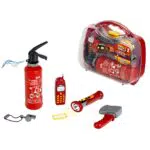 Theo Klein 8984 Fire Fighter Henry 7-teiliger Feuerwehr-Koffer I Feuerlöscher mit Spritzfunktion