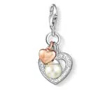Thomas Sabo Damen Charm-Anhänger Herzen Süßwasserzuchtperle Charm Club 925 Sterling Silber 0937-426-14