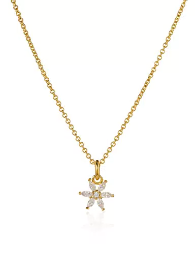 THOMAS SABO Damen Kette Gold Blume weiße Steine 925 Sterlingsilber KE2103-414-14-L45V