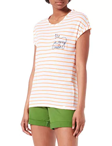Timezone Damen Striped T-Shirt, White Melon Stripe, S