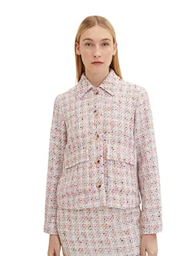 TOM TAILOR Damen 1035278 Blazer Jacke, 31580 - Blue Red Boucle