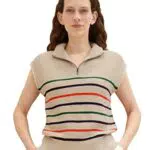 TOM TAILOR Damen 1035294 Pullunder mit Streifen, 31299 - Multicolor Knit Stripe