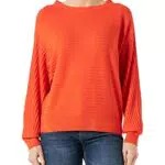TOM TAILOR Damen 1035296 Pullover mit Rippstruktur, 15612 - Fever Red