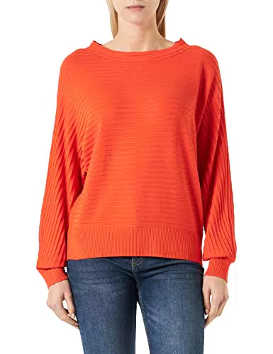 TOM TAILOR Damen 1035296 Pullover mit Rippstruktur, 15612 - Fever Red