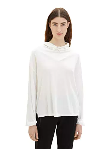 TOM TAILOR Damen 1035691 Longsleeve mit Schalkragen