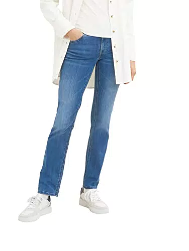 TOM TAILOR Damen 1035730 Alexa Straight Jeans, 10281 - Mid Stone Wash Denim
