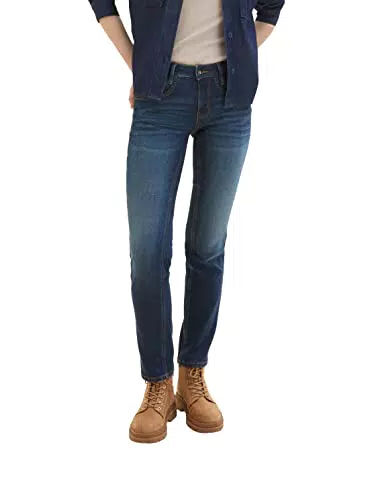 TOM TAILOR Damen 1035739 Alexa Straight Jeans, 10138 - Rinsed Blue Denim