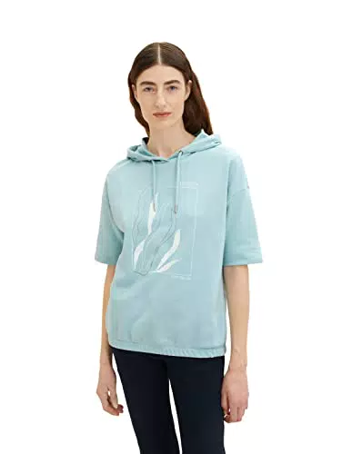 TOM TAILOR Damen 1035847 Sweater mit Print, 30463 - Dusty Mint Blue
