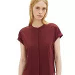 TOM TAILOR Damen 1037895 Basic Kurzarm-Bluse, 10308-Deep Burgundy Red