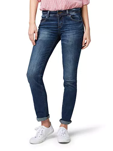 TOM TAILOR Damen Alexa Straight Jeans, Mid Stone Wash Denim