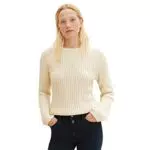 TOM TAILOR Damen Basic Pullover 1034058, 30265 - Soft Buttercream Melange