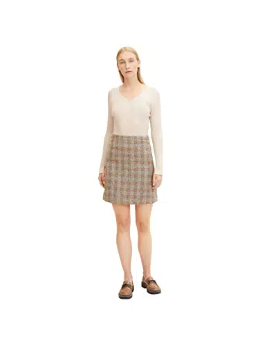 TOM TAILOR Damen Bouclé Rock mit Karomuster 1032547