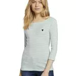 TOM TAILOR Damen Longsleeve mit Herz-Stickerei auf der Brust