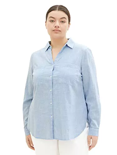 TOM TAILOR Damen Plussize Hemdbluse mit Brusttaschen