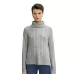 TOM TAILOR Damen Rollkragenpullover mit Zopfmuster 1034048