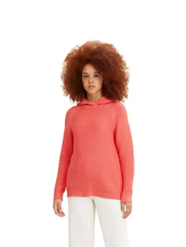 TOM TAILOR Damen Strickpullover mit Kapuze aus Bio-Baumwolle