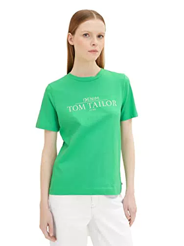 TOM TAILOR Denim Damen 1035362 Basic T-Shirt mit Print