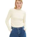 TOM TAILOR Denim Damen 1035371 Langarmshirt mit Raffung