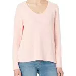 TOM TAILOR Denim Damen Basic Langarmshirt 1032824, 30562 - Peach Pink Melange