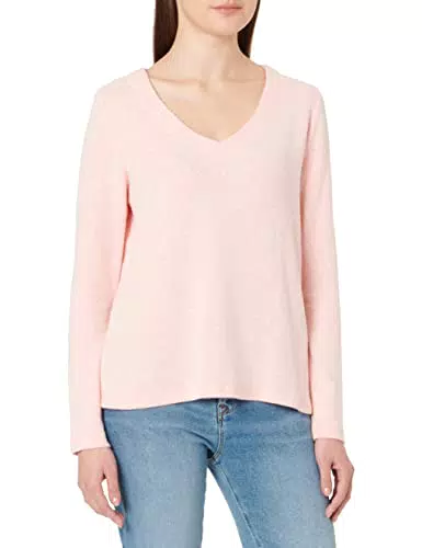 TOM TAILOR Denim Damen Basic Langarmshirt 1032824, 30562 - Peach Pink Melange