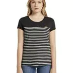 TOM TAILOR Denim Damen Gestreiftes T-Shirt mit Herzprint 1021105