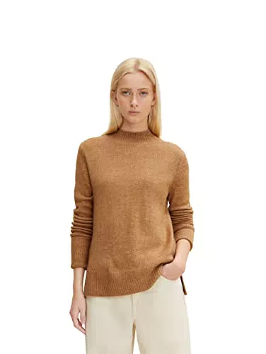 TOM TAILOR Denim Damen Strickpullover 1033553, 30563 - Hay Beige Melange