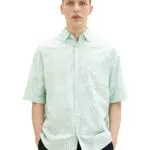 TOM TAILOR Denim Herren Hemd 1037040, 31421 - Green Leaf Lines Print