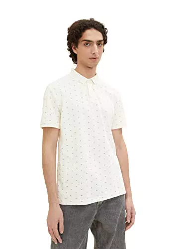 TOM TAILOR Denim Herren Poloshirt 1035863, 31579 - White Small Shapes Print