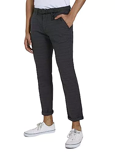 TOM TAILOR Denim Herren Straight Fit Chino Hose mit Gürtel