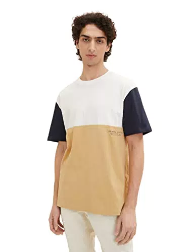 TOM TAILOR Denim Herren T-Shirt 1035587, 31041 - Brown Rice