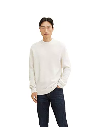 TOM TAILOR Herren 1033652 Cosy Strickpullover, 30318 - Nice Off White Melange