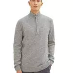 TOM TAILOR Herren 1034334 Troyer Strickpullover in Melange-Optik